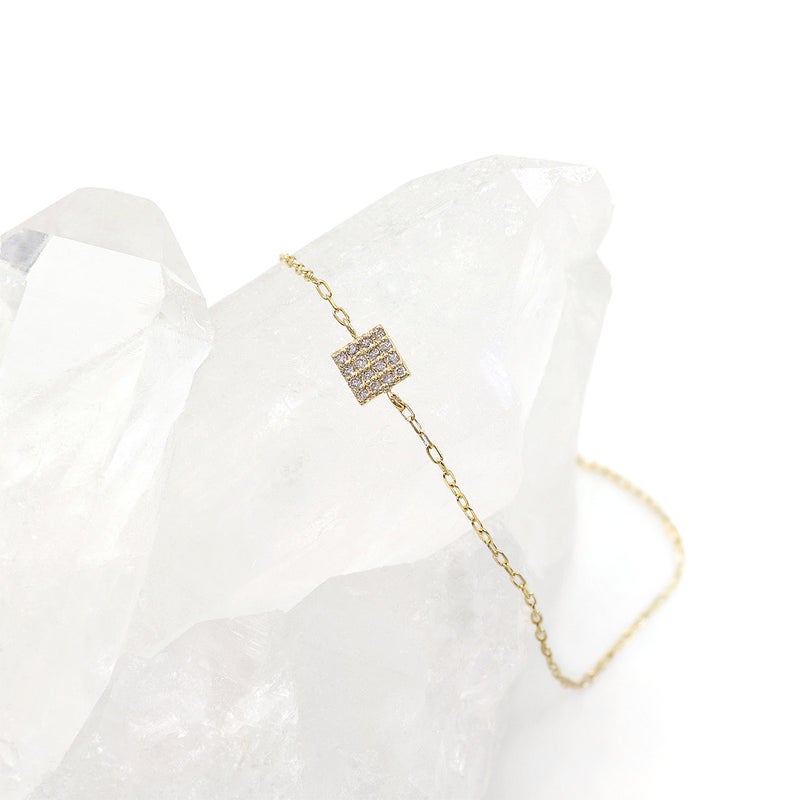 K10YG ダイヤモンド スクエアモチーフ ブレスレット_11