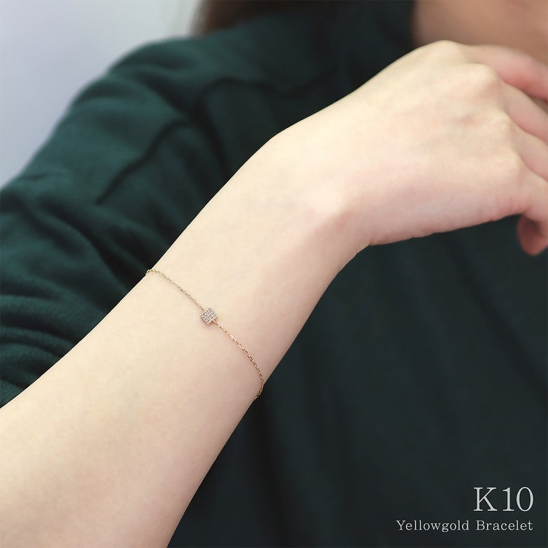 K10YG ダイヤモンド スクエアモチーフ ブレスレット_12