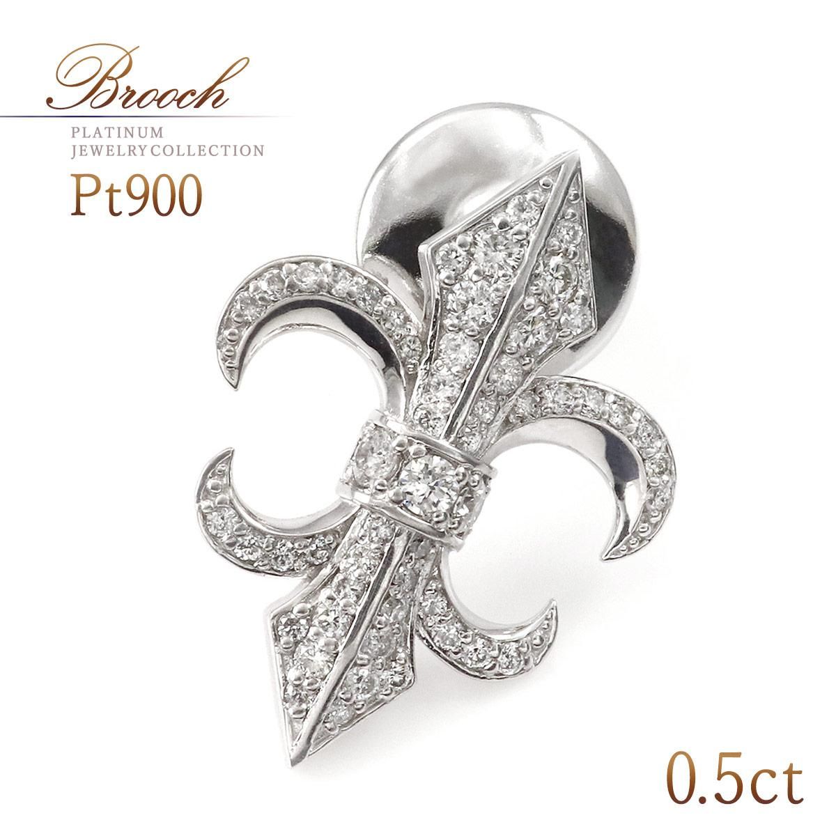Pt900 百合の紋章 ブローチ_01