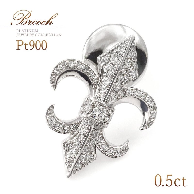 Pt900 百合の紋章 ブローチ_01