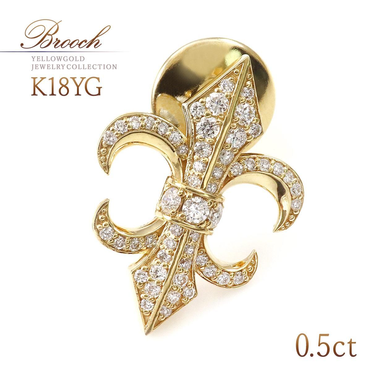 K18YG 百合の紋章 ブローチ_01