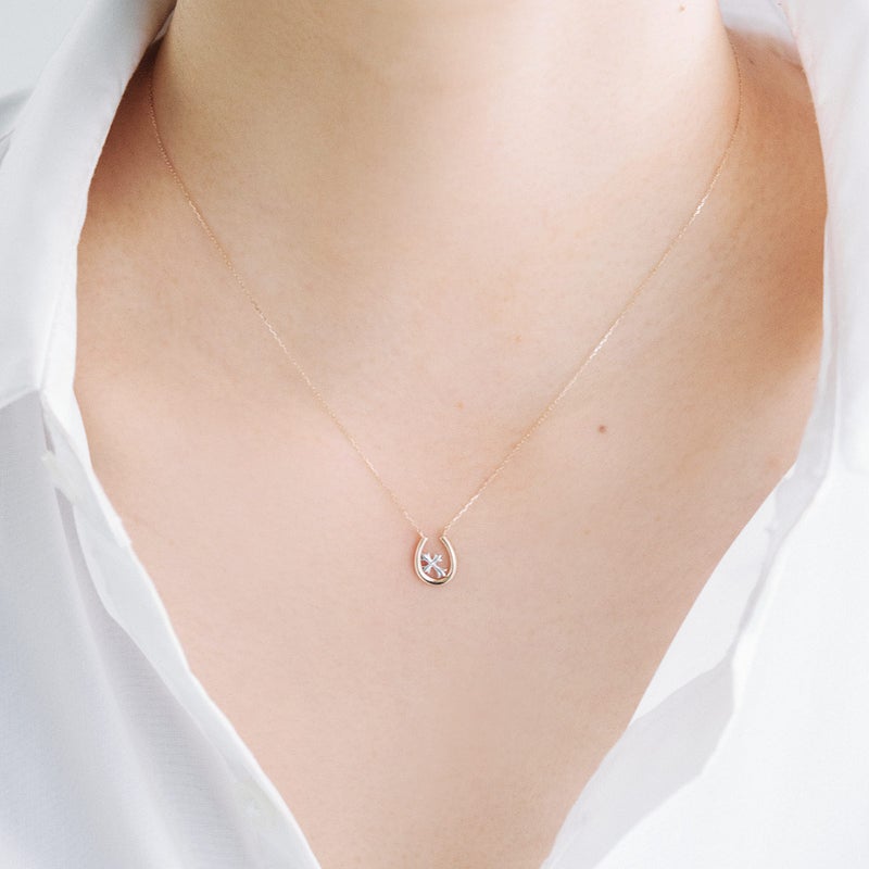 K10YG/K10WG クロス×馬蹄モチーフネックレス_04