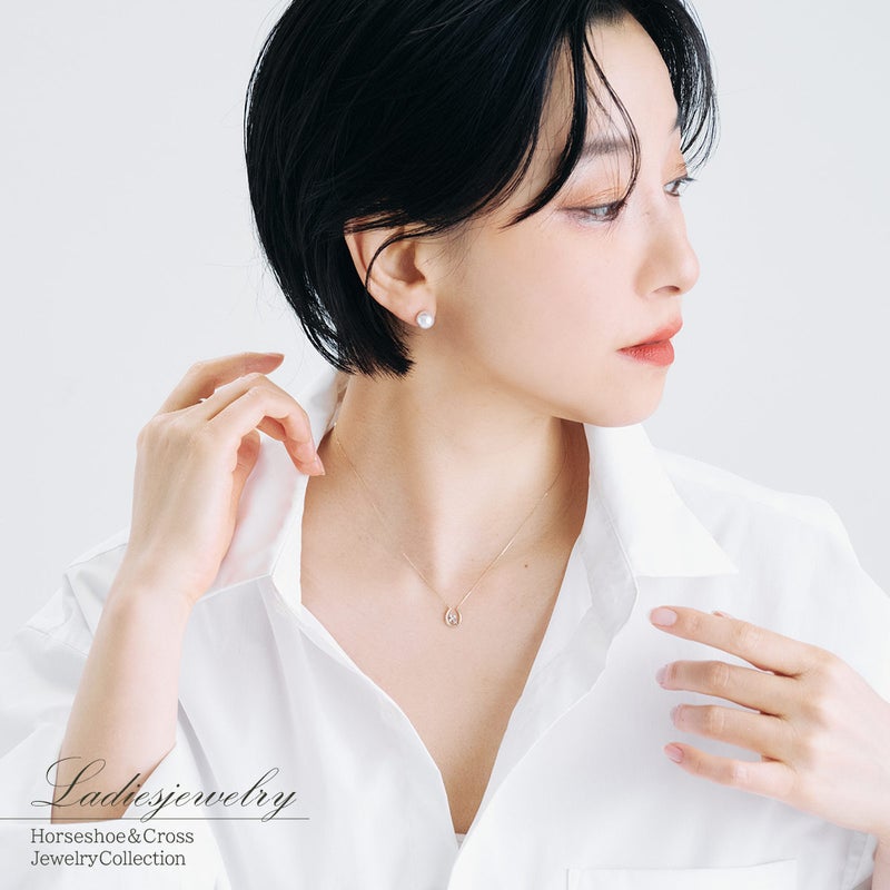 K10YG/K10WG クロス×馬蹄モチーフネックレス_11