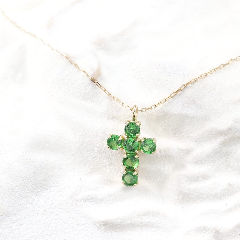 K10YG ツァボライト クロスモチーフネックレス_02