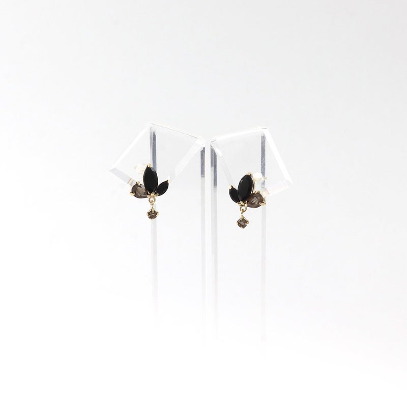 K10YG スモーキークォーツ＆オニキスピアス_10