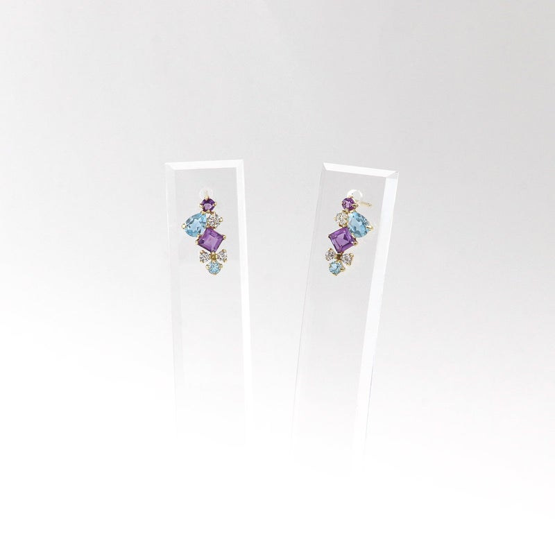K10YG アメジスト＆ブルートパーズ＆ジルコニアピアス_10