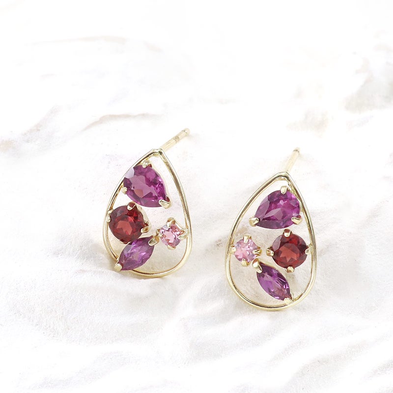 K10YG ガーネット＆ロードライトガーネット＆ピンクトルマリン ピアス_02