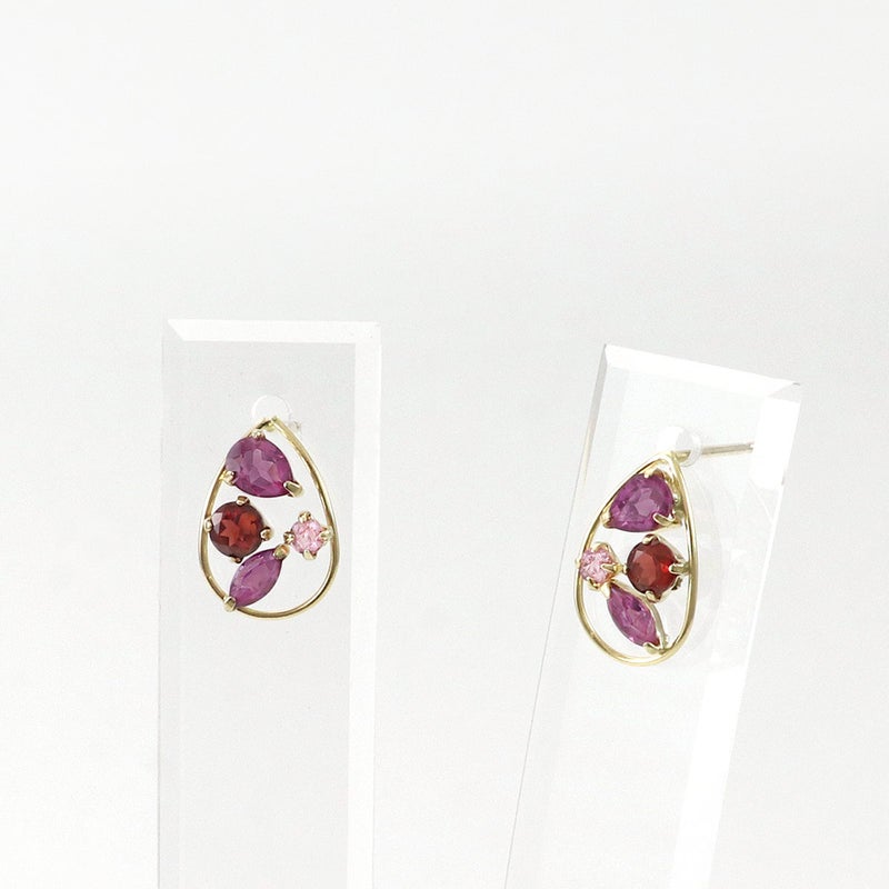 K10YG ガーネット＆ロードライトガーネット＆ピンクトルマリン ピアス_03