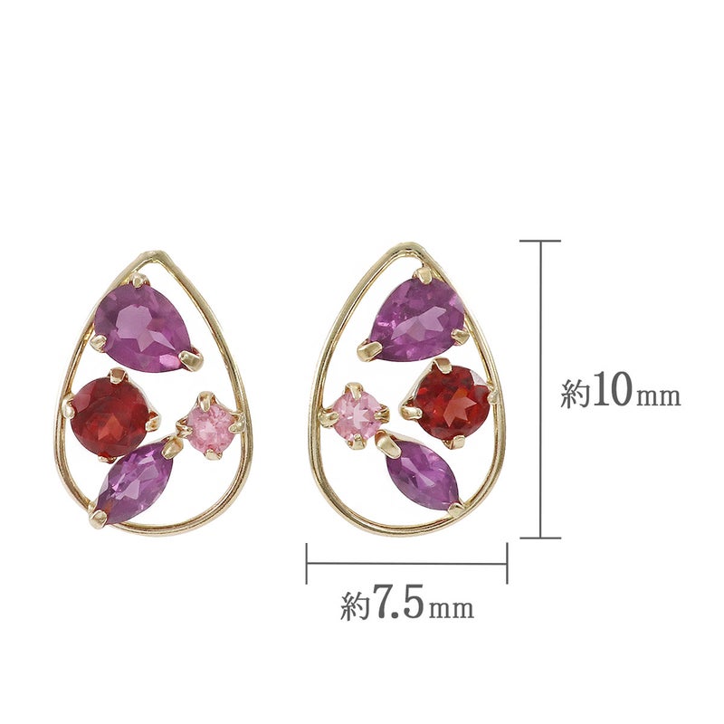 K10YG ガーネット＆ロードライトガーネット＆ピンクトルマリン ピアス_05