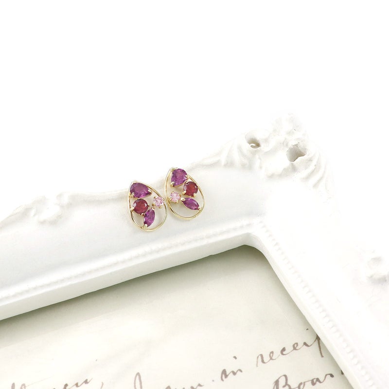 K10YG ガーネット＆ロードライトガーネット＆ピンクトルマリン ピアス_09