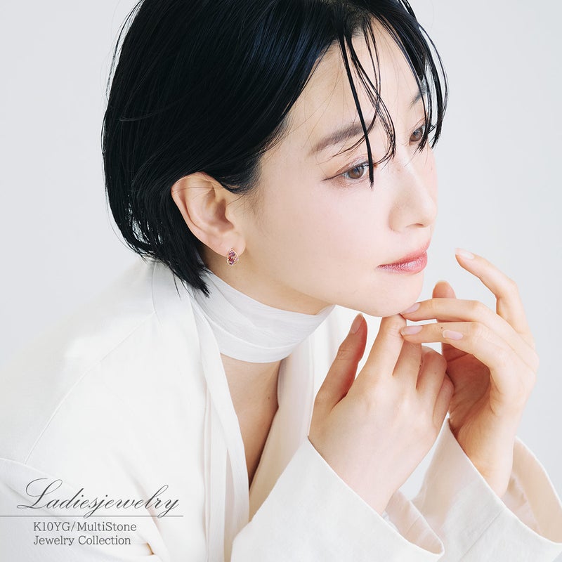 K10YG ガーネット＆ロードライトガーネット＆ピンクトルマリン ピアス_11