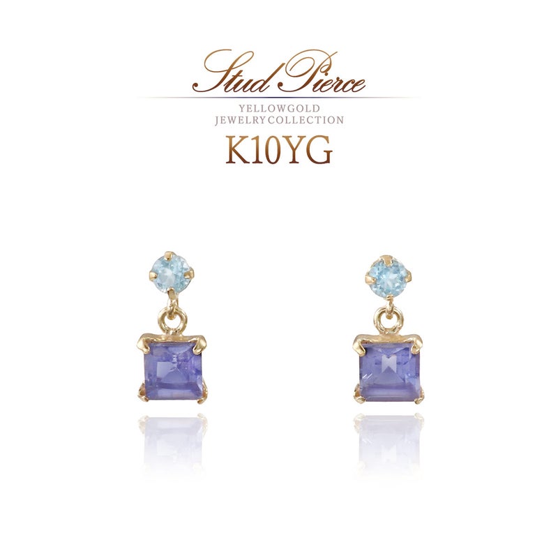 K10YG ブルートパーズ＆アイオライトピアス_01