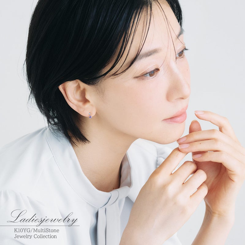 K10YG ブルートパーズ＆アイオライトピアス_11