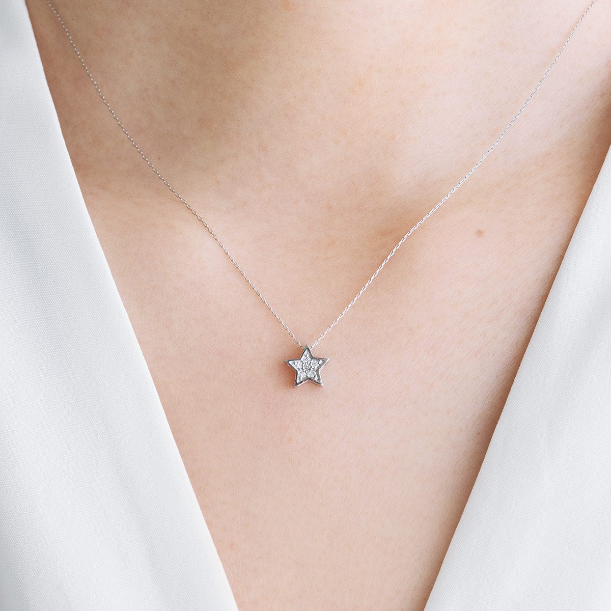 Pt900 ダイヤモンド スターモチーフネックレス_04