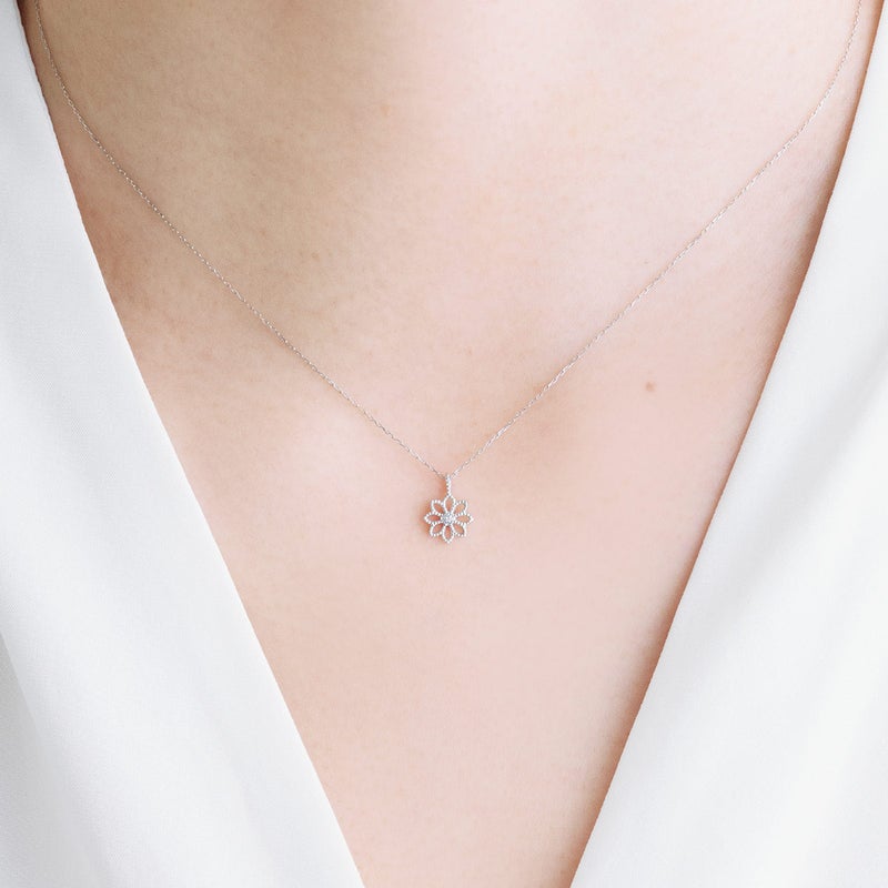 Pt900 ダイヤモンド フラワーモチーフネックレス_04