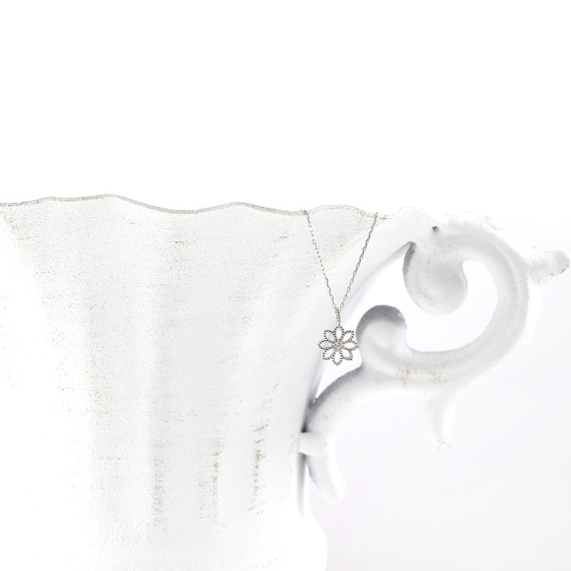 Pt900 ダイヤモンド フラワーモチーフネックレス_10