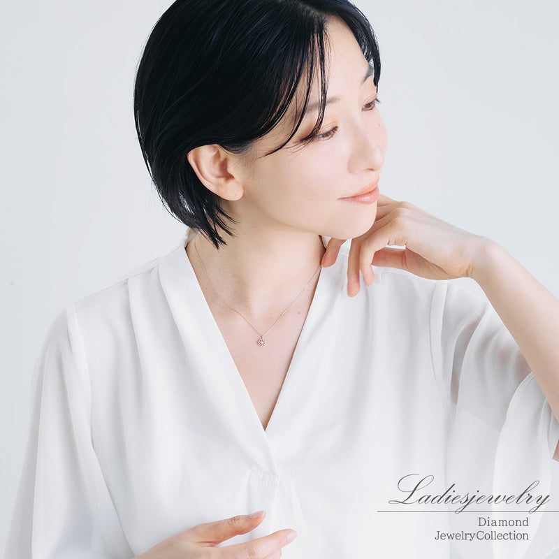 Pt900 ダイヤモンド フラワーモチーフネックレス_11