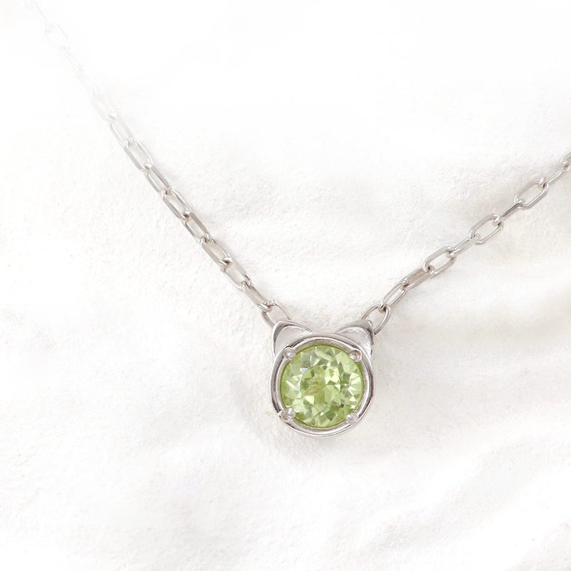 Pt900 ペリドット 猫モチーフネックレス_02