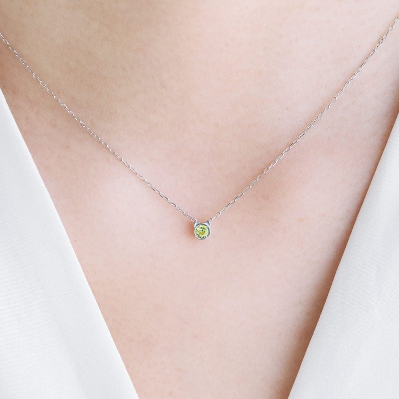 Pt900 ペリドット 猫モチーフネックレス_04