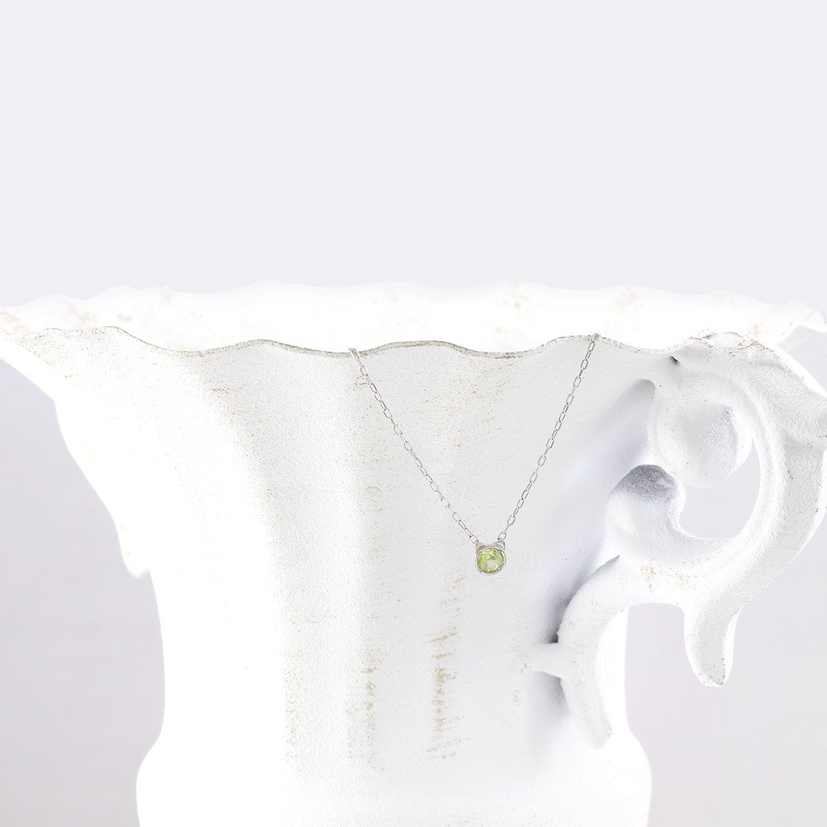 Pt900 ペリドット 猫モチーフネックレス_10