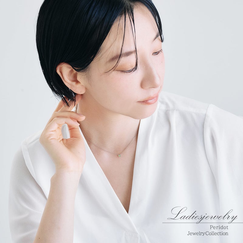 Pt900 ペリドット 猫モチーフネックレス_11