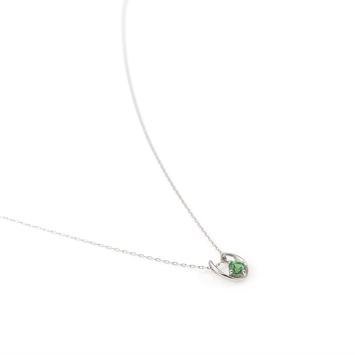 Pt900 グリーンガーネット 馬蹄モチーフネックレス_09