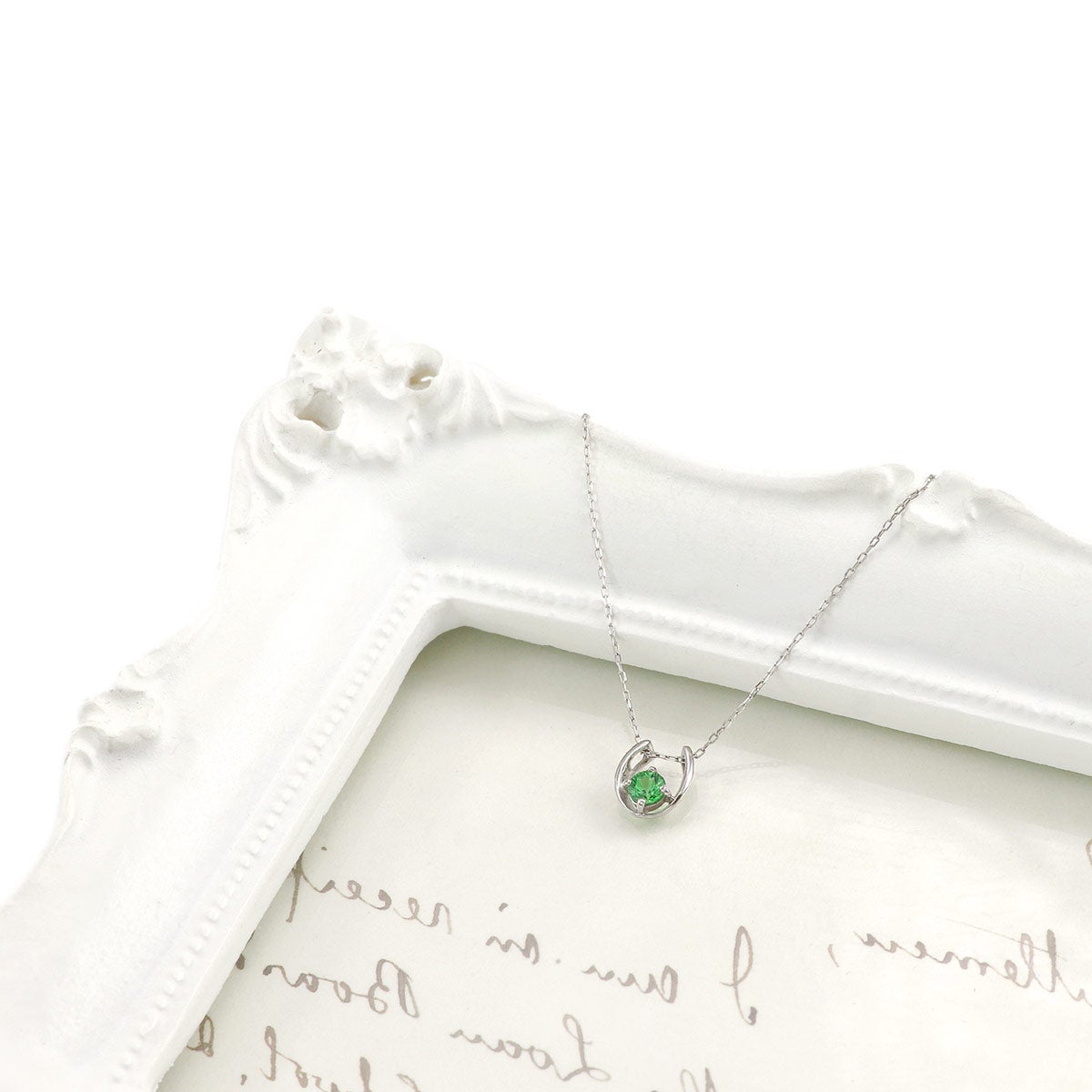 Pt900 グリーンガーネット 馬蹄モチーフネックレス_10