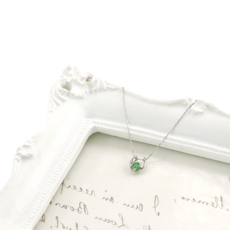 Pt900 グリーンガーネット 馬蹄モチーフネックレス_10