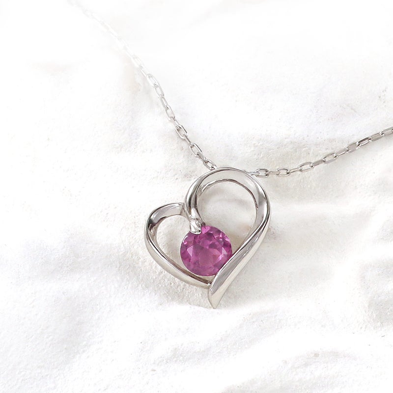 Pt900 ロードライトガーネット ハートモチーフネックレス_02