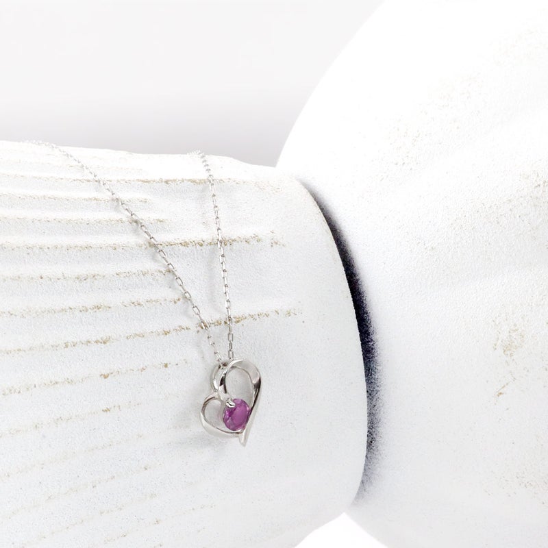 Pt900 ロードライトガーネット ハートモチーフネックレス_03