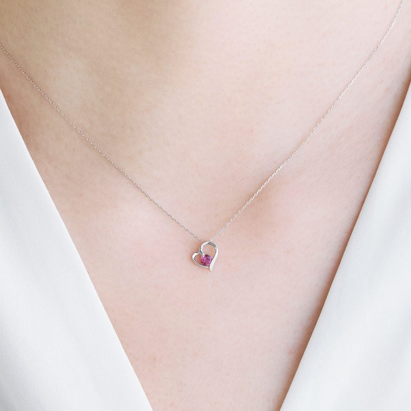 Pt900 ロードライトガーネット ハートモチーフネックレス_04