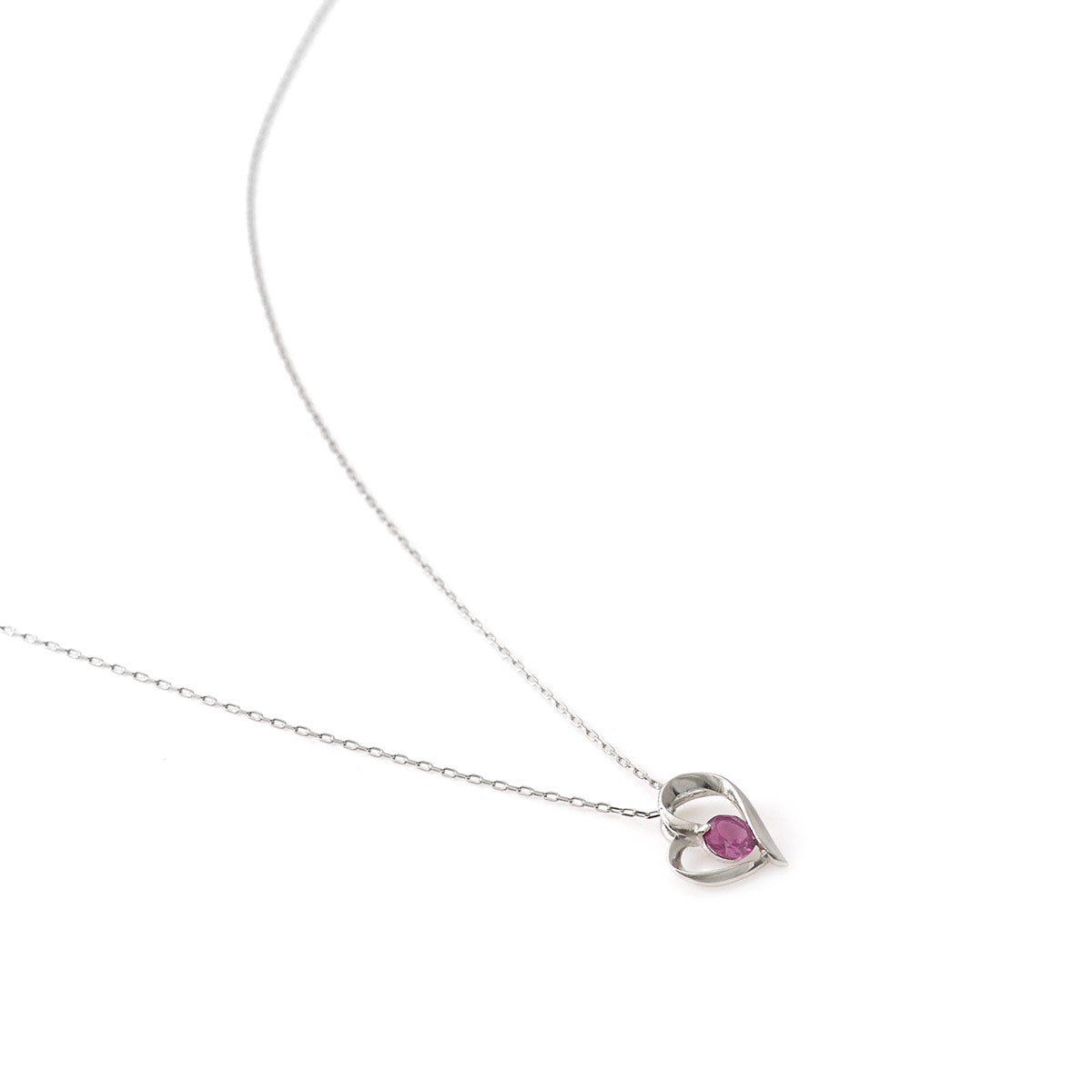 Pt900 ロードライトガーネット ハートモチーフネックレス_09