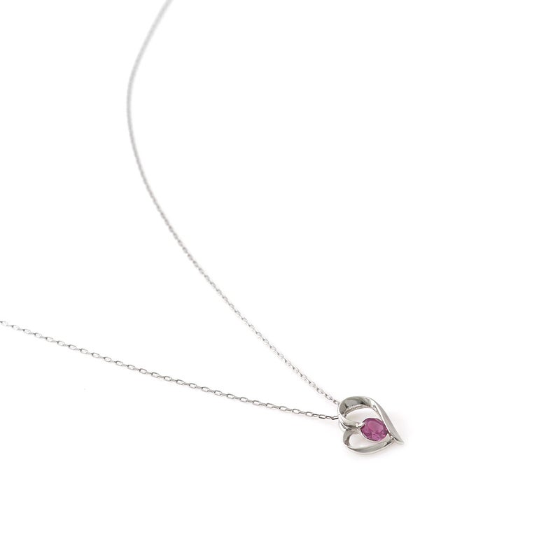 Pt900 ロードライトガーネット ハートモチーフネックレス_09