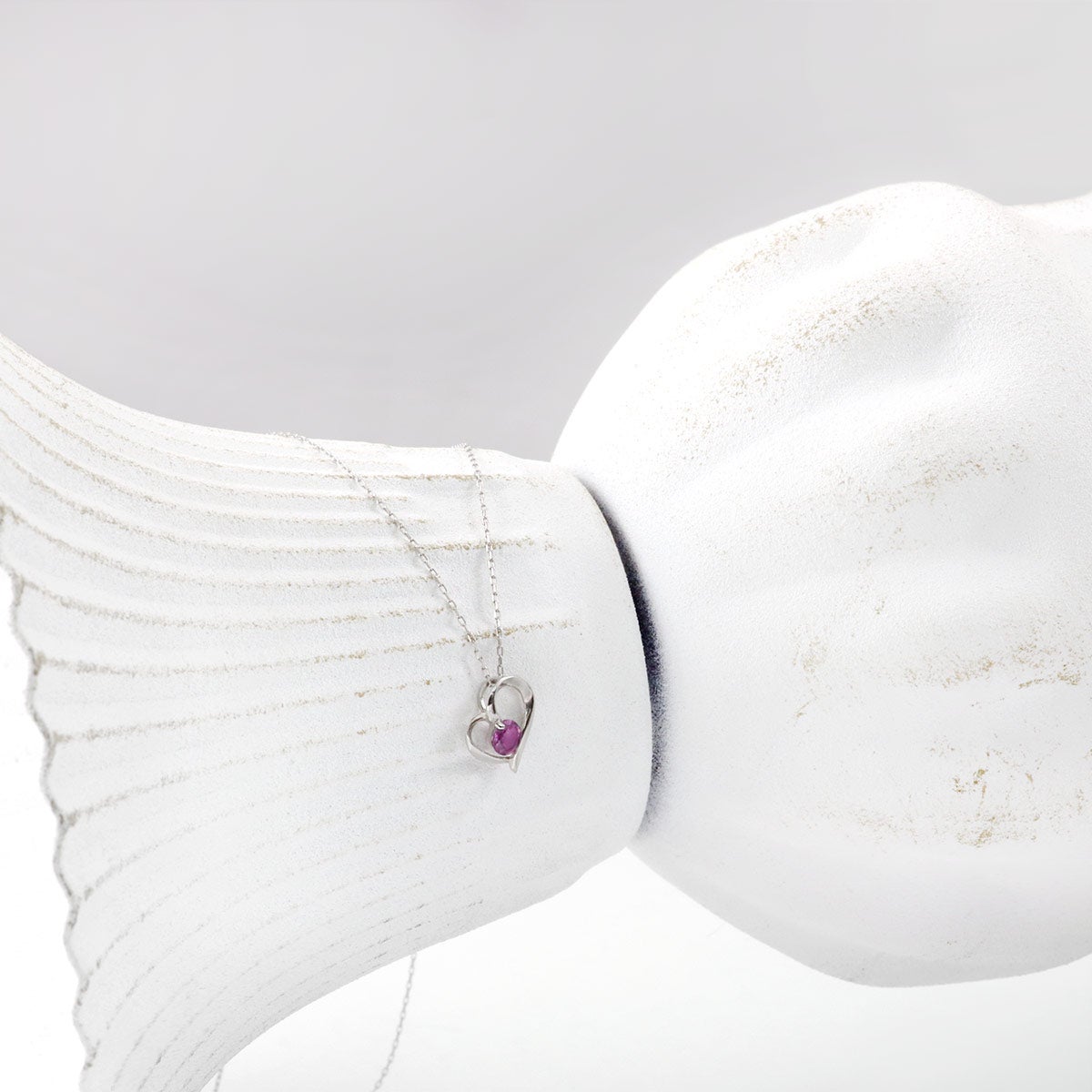 Pt900 ロードライトガーネット ハートモチーフネックレス_10