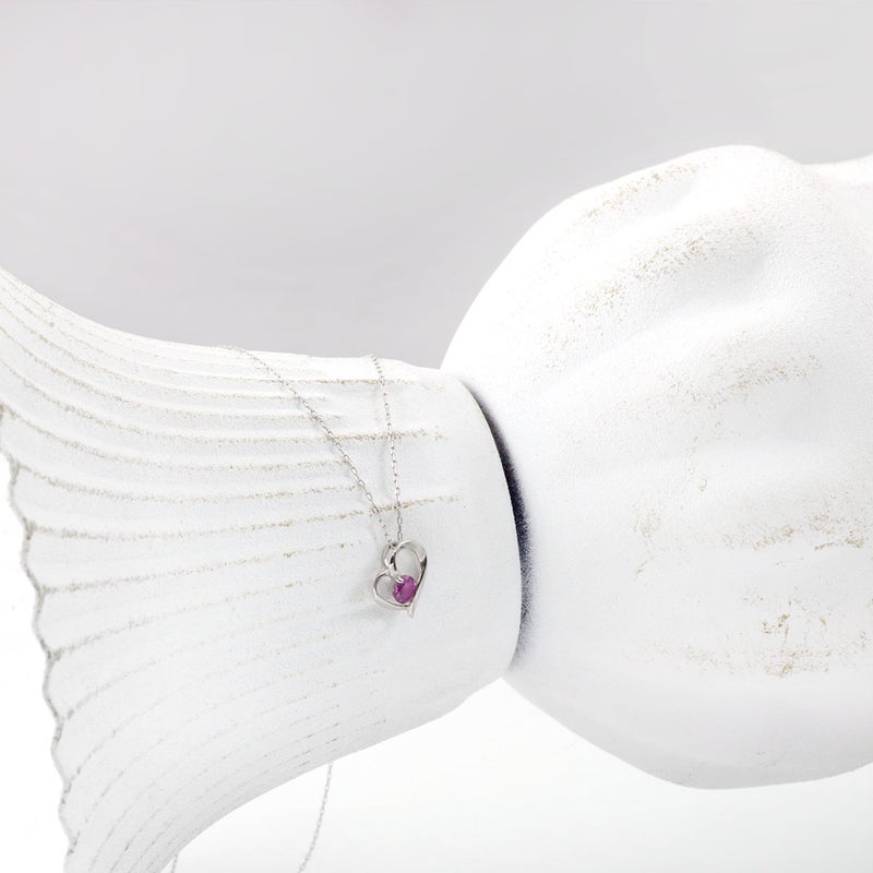 Pt900 ロードライトガーネット ハートモチーフネックレス_10