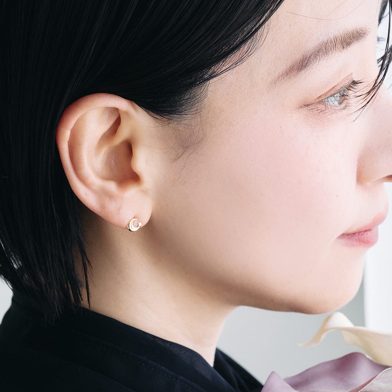 K18YG 星＆三日月 ピアス