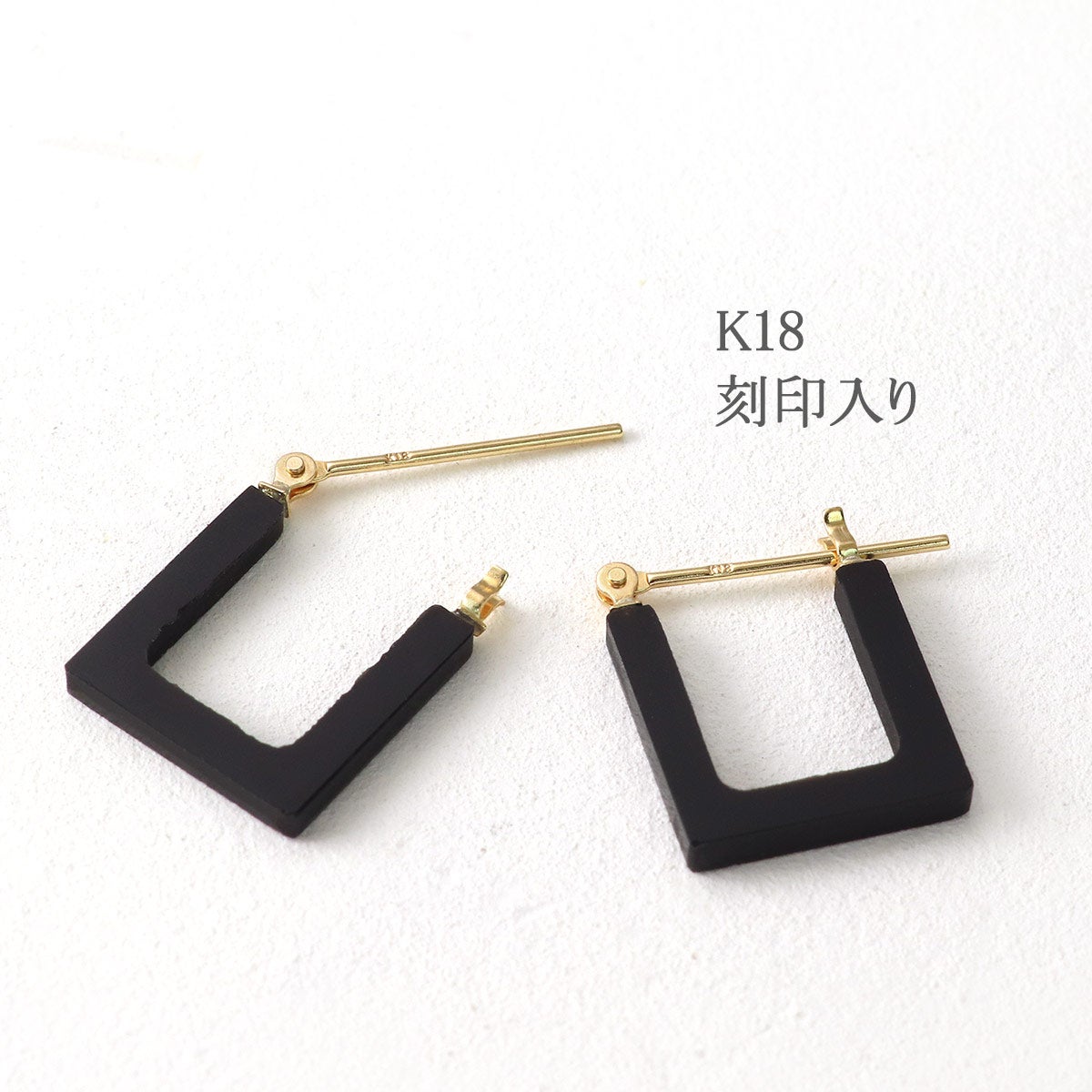 K18YG オニキス フープピアス