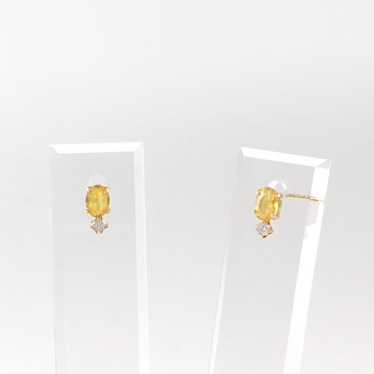 K18YG ダイヤモンド＆イエローサファイアピアス