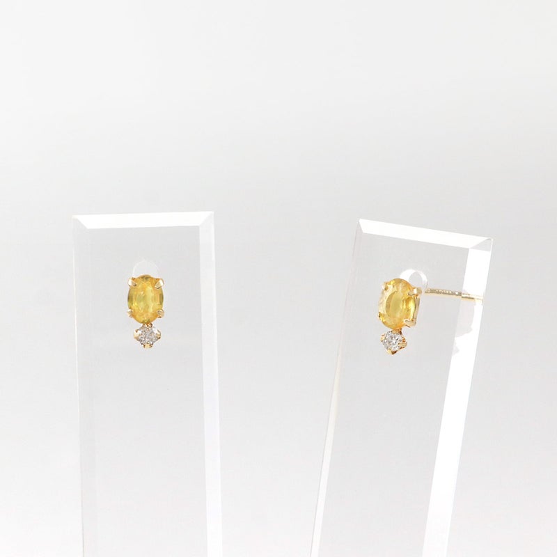 K18YG ダイヤモンド＆イエローサファイアピアス