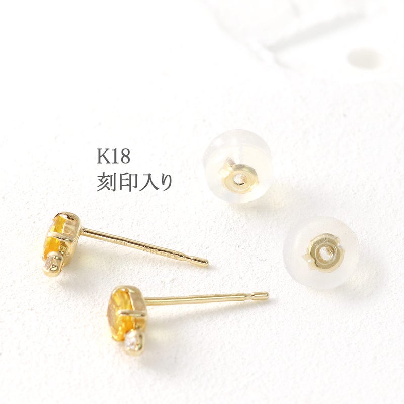 K18YG ダイヤモンド＆イエローサファイアピアス