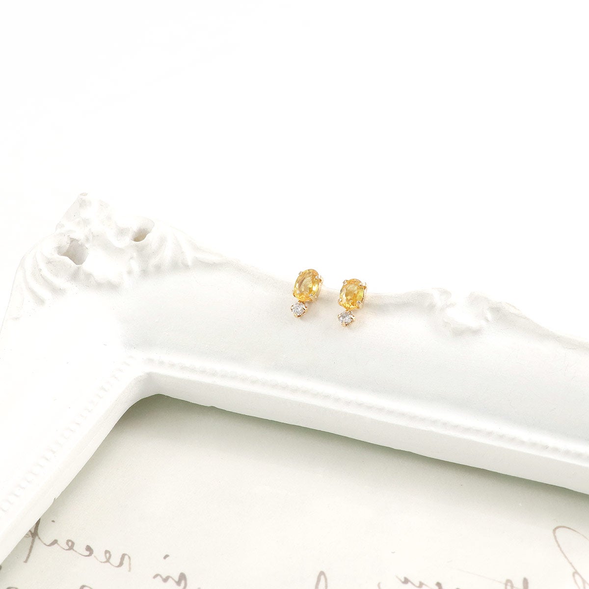 K18YG ダイヤモンド＆イエローサファイアピアス