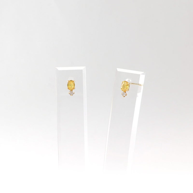 K18YG ダイヤモンド＆イエローサファイアピアス