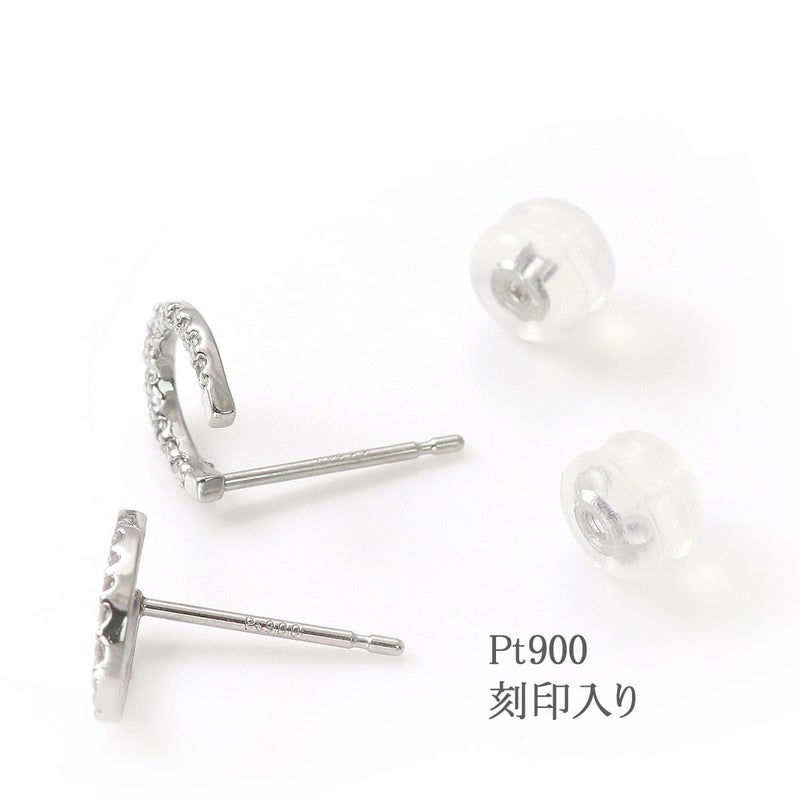 Pt900 馬蹄モチーフ 天然ダイヤモンドピアス