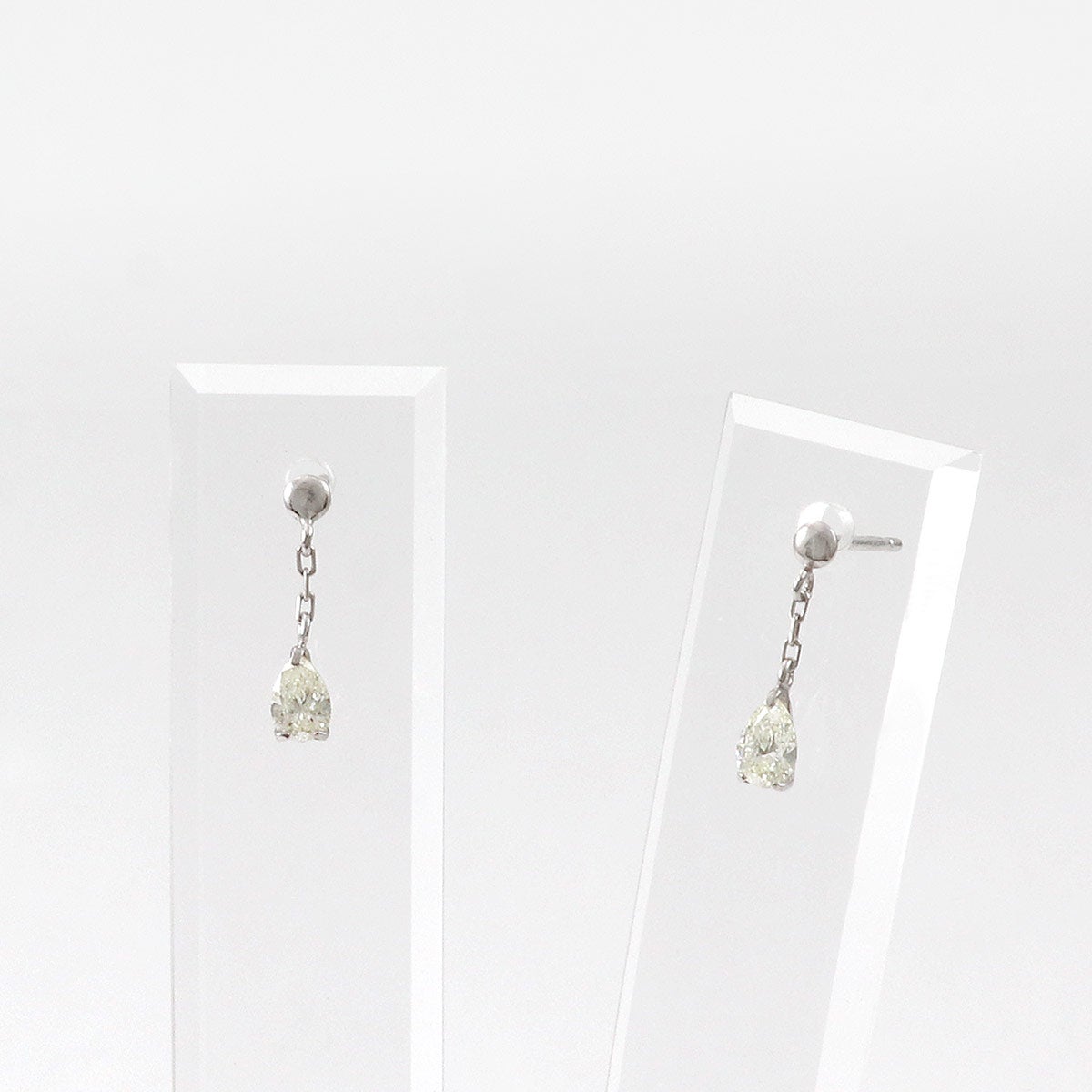 Pt900 Pt850 天然ダイヤモンド ティアドロップ ピアス