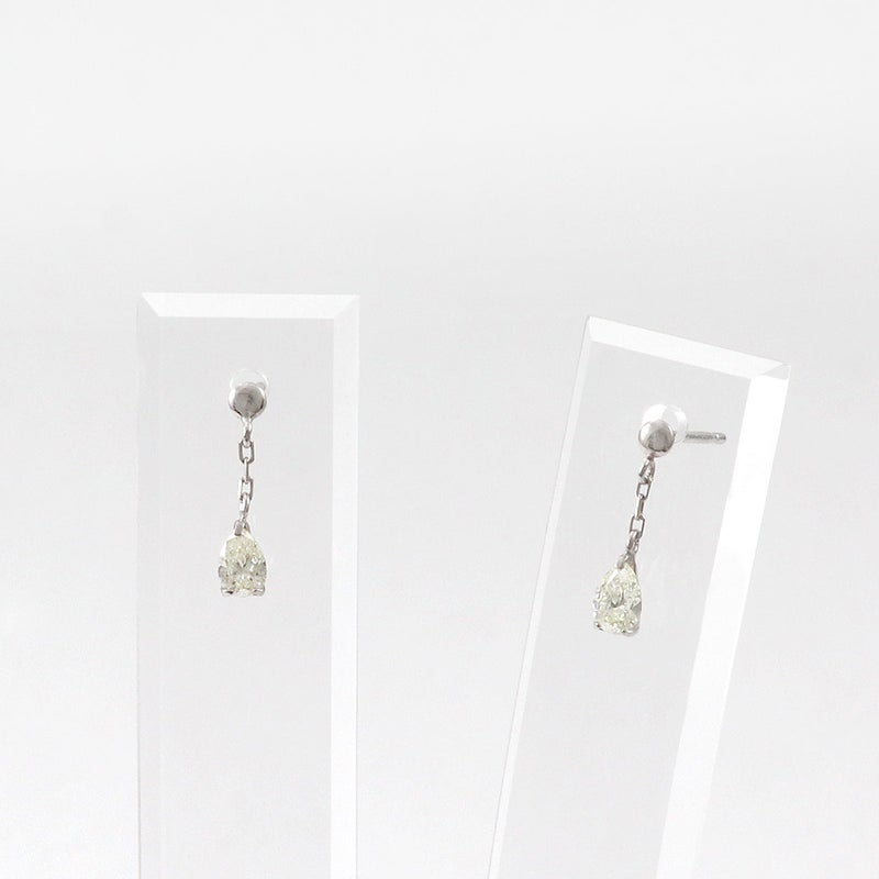 Pt900 Pt850 天然ダイヤモンド ティアドロップ ピアス