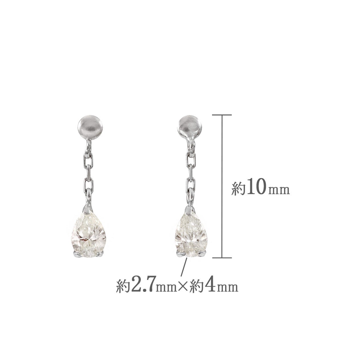Pt900 Pt850 天然ダイヤモンド ティアドロップ ピアス