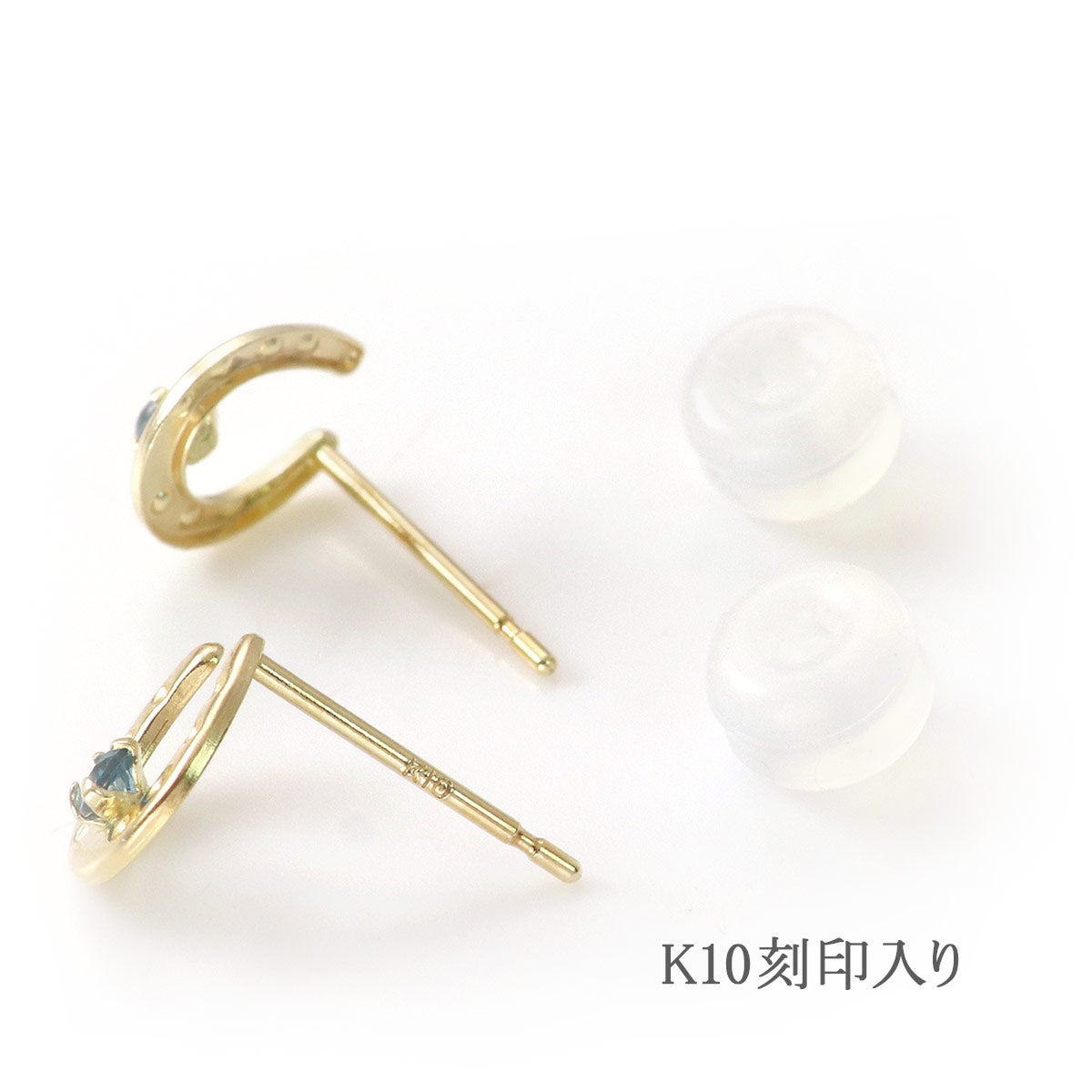 K10YG 馬蹄モチーフ ロンドンブルートパーズピアス