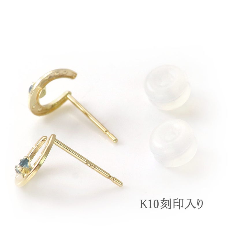 K10YG 馬蹄モチーフ ロンドンブルートパーズピアス