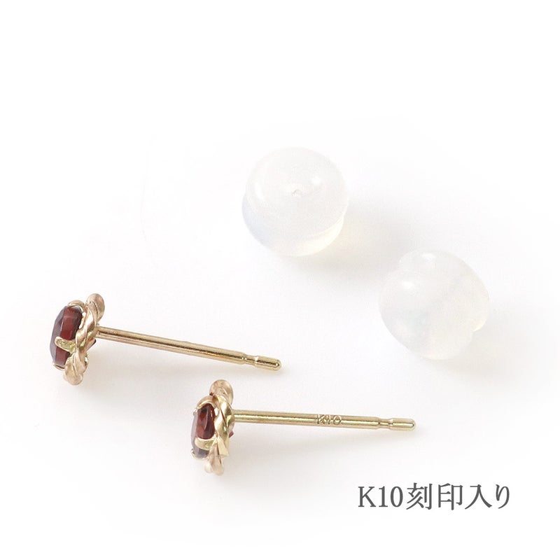 K10YG 3mm ガーネットピアス