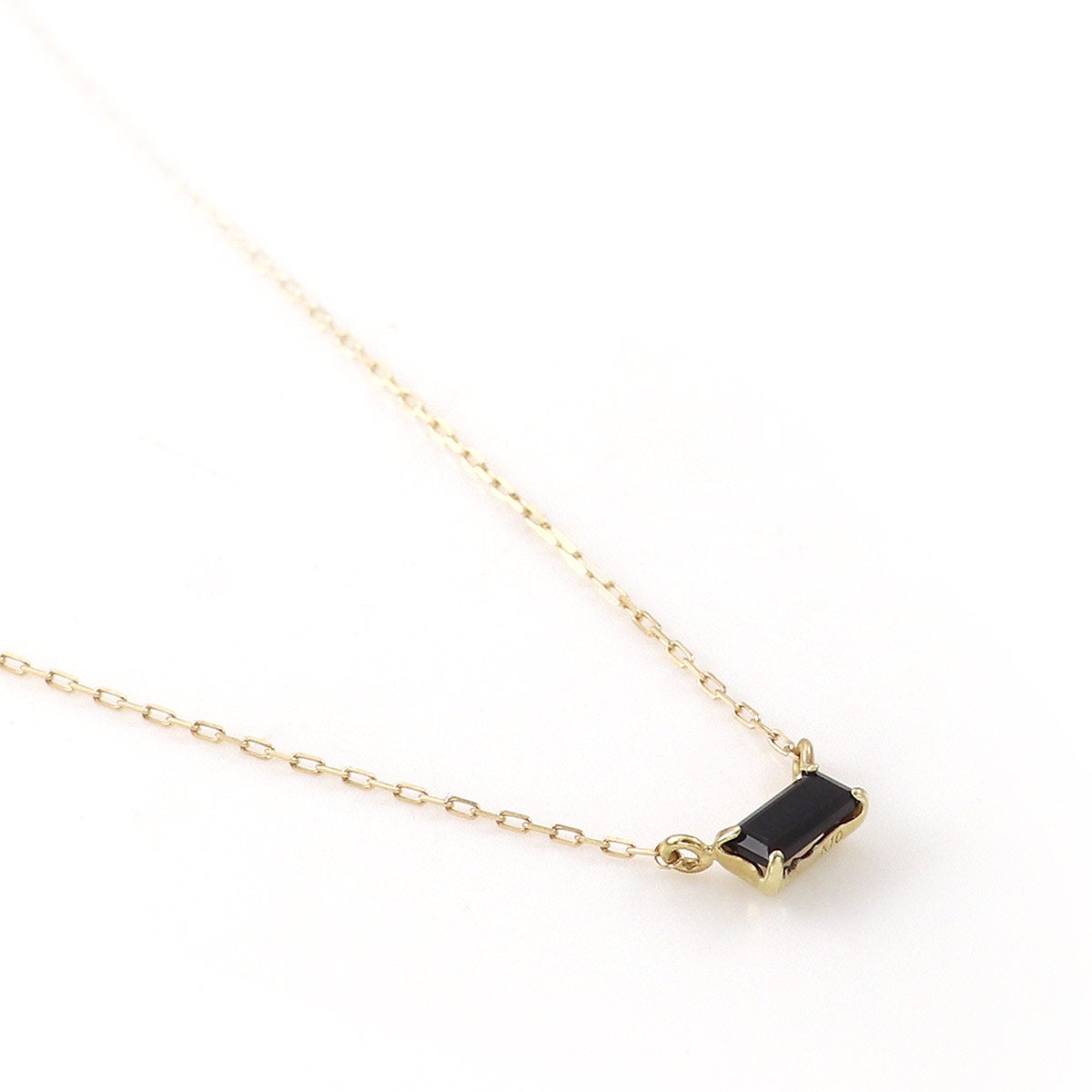 K10YG バケットカット 一粒 オニキス ネックレス 